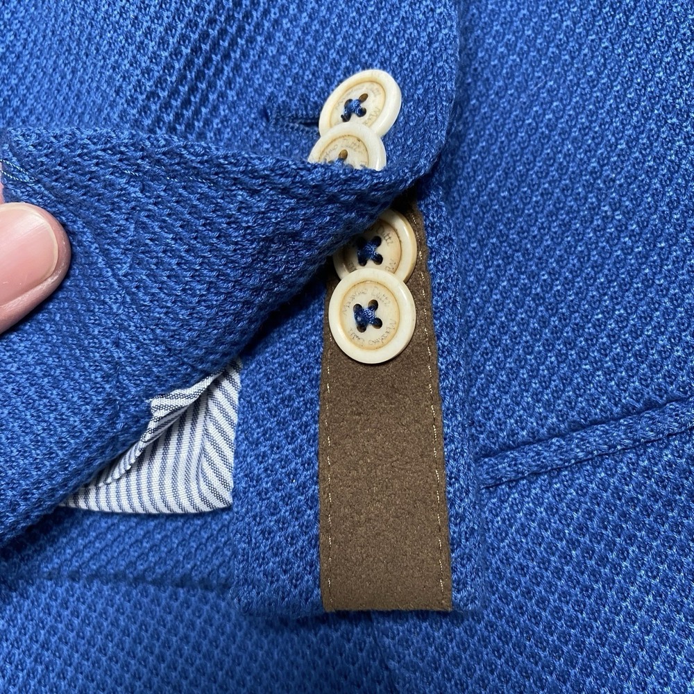 Massimo Dutti Sport Coat 44R Mens Slim 2B2V Cotton Textured Knit Blue - Picture 10 of 13